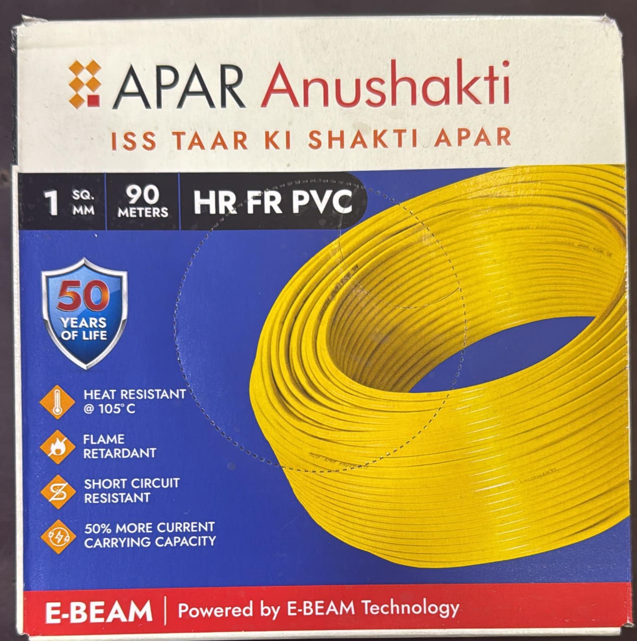 APAR Anushakti EBXL HR FR PVC Wire 90m [1.00 sq. mm, Red]